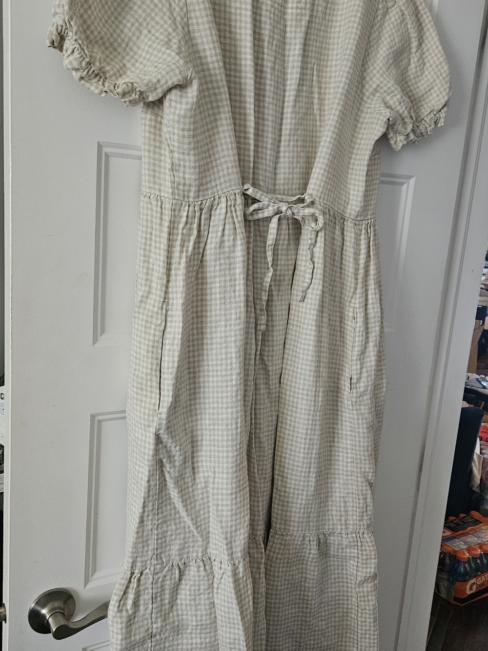 notPERFECTLINEN Cream Gingham Dress Size L - Picture 3 of 3